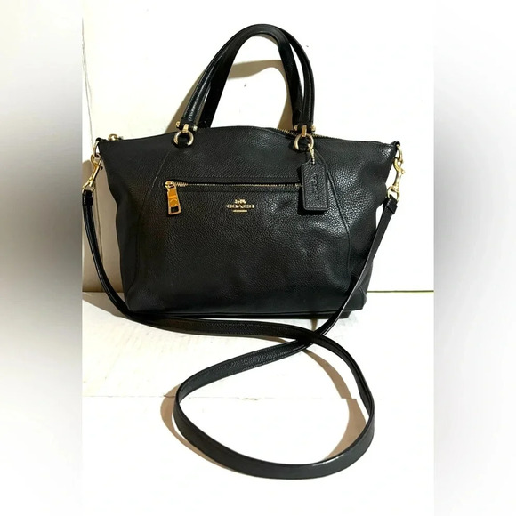 Coach black leather satchel handbag - Picture 1 of 10